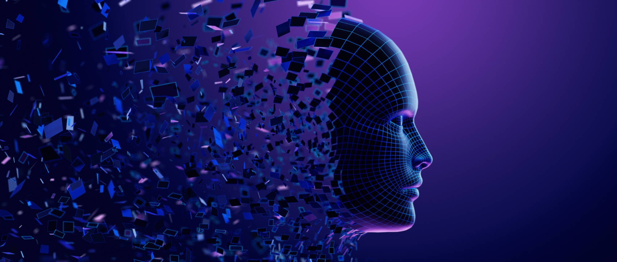 Digital transformation of Artificial Intelligence human face head